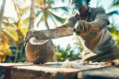 como partir un coco con machete